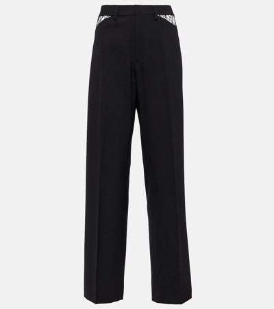 Dion Lee Cutout Wool Straight Pants In Black