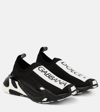 Dolce & Gabbana Calza Mesh Logo Slip-on Sneakers In Black