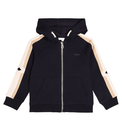 Chloé Kids' Fleece Hoodie In Navy