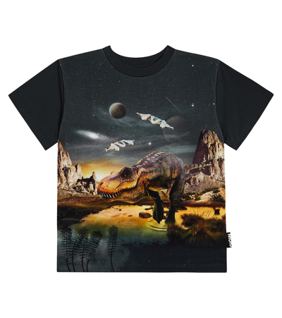Molo Kids' T-shirt Aus Bio-baumwolle Mit Druck In T-rex Planet
