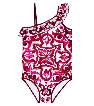 Dolce & Gabbana Kids' Printed Swimsuit In Pink