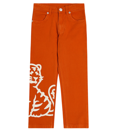 Kenzo Kids' Cotton Trousers In Orange