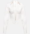 Dion Lee Cotton Blend Poplin Corset Crop Shirt In White