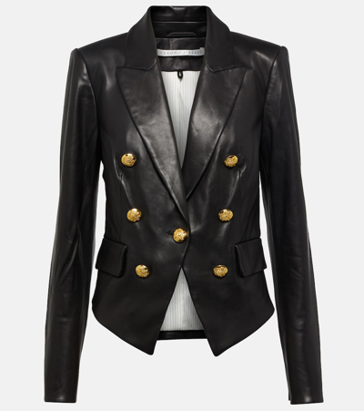 Veronica Beard Cooke Leather Dickey Jacket In Black