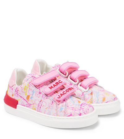 Marc Jacobs Kids' 印花皮革运动鞋 In Pink