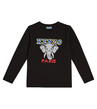 Kenzo Kids' Printed Cotton T-shirt In Blue