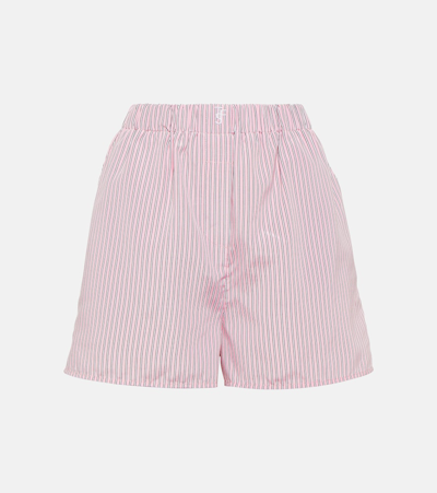 The Frankie Shop Lui Striped Poplin Boxer Shorts In Pink