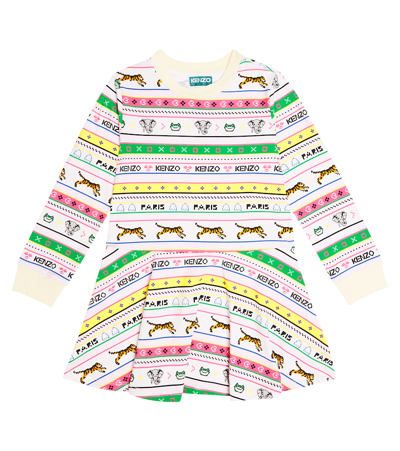 Kenzo Kids' Printed Cotton-blend Dress In Multicoloured