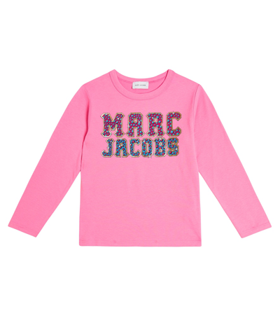 Marc Jacobs Kids' Logo Cotton Jersey Top In Pink