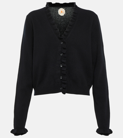 Jardin Des Orangers Ruffled Cashmere And Wool Cardigan In Black
