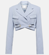 Dion Lee Cropped Wool-blend Blazer In Grey