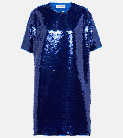 The Frankie Shop Riley Sequined Tulle Mini Dress In Blue