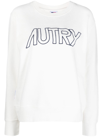 Autry Logo Cotton Sweatshirt In White