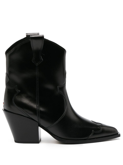 Aeyde 86mm Pointed-toe Leather Boots In Black