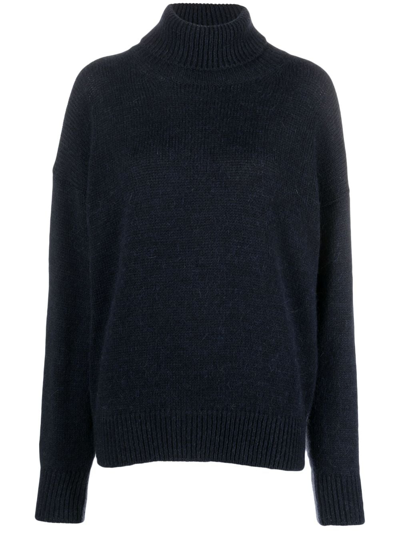 Alysi Two-tone Roll-neck Jumper In Blue