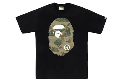 Pre-owned Bape Layered Line Camo Big Ape Head Tee Black/beige