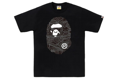 Pre-owned Bape Layered Line Camo Big Ape Head Tee Black/black