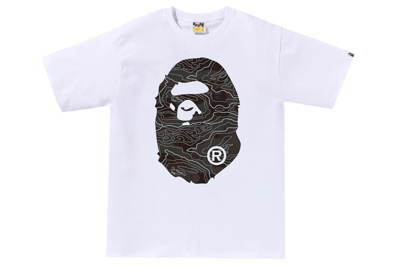 Pre-owned Bape Layered Line Camo Big Ape Head Tee White/black