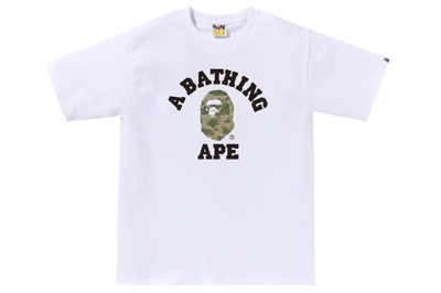 Pre-owned Bape Layered Line Camo College Tee White/beige