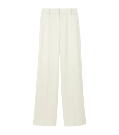 Burberry Wide-leg Satin-finish Trousers In Natural White