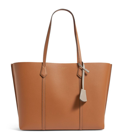 Tory Burch Brown Leather Perry Shopping Bag In Marrone