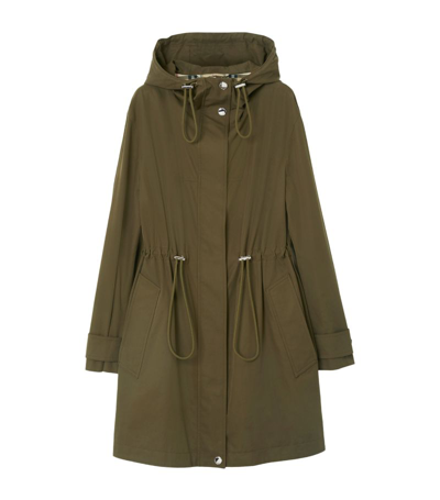 Burberry Hooded Parka Coat In Green