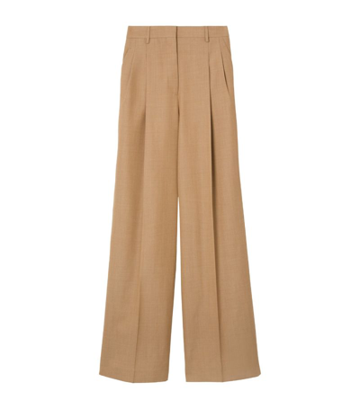 Burberry Wool Wide-leg Trousers In Brown