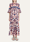 La Doublej Artemis Floral Patterned Maxi Shirtdress In Vava