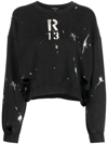 R13 Oversize Paint Splatter Logo Graphic Sweatshirt In Black