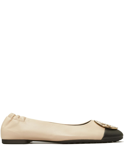 Tory Burch Claire Cap-toe Ballerina Shoes In Neutrals