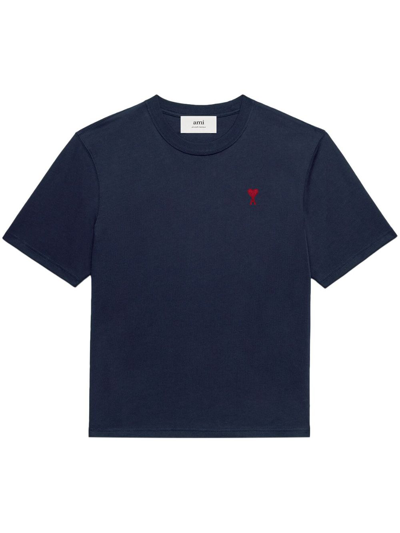 Ami Alexandre Mattiussi Ami Paris Embroidered Logo T-shirt In Marine Blue