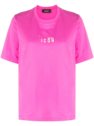 Dsquared2 Icon-print Cotton T-shirt In Pink