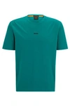Hugo Boss Relaxed-fit T-shirt In Stretch Cotton With Logo Print In Green