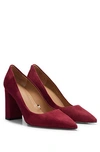 Hugo Boss Suede Pumps With 9cm Block Heel In Red
