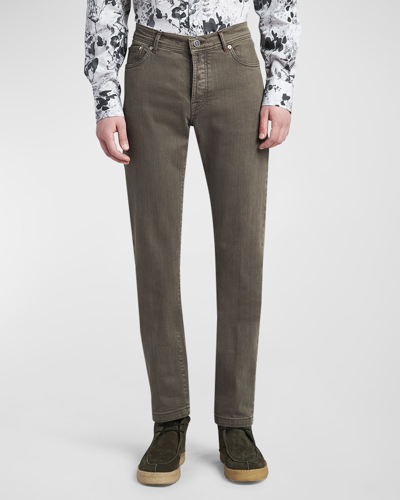 Kiton Men's Cotton-cashmere 5-pocket Jeans In Dark Brown