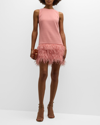 Alice And Olivia Women's Coley Ostrich Feather-trim Dress In Pink
