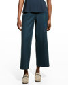 Eileen Fisher High-waisted Wide-leg Ankle Pants In Deep Adriatic