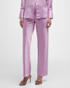 Vince High Waist Satin Wide Leg Pants In Pink