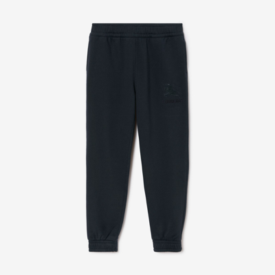 Burberry Embroidered Ekd Cotton Jogging Pants In Smoked Navy