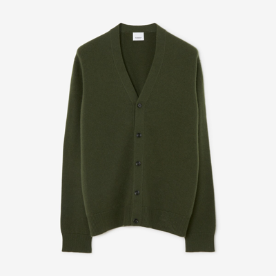 Burberry Ekd Motif Cashmere Cardigan In Dark Khaki Green