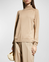 Lafayette 148 Raglan-sleeve Crewneck Cashmere Sweater In Brown