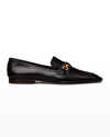 Tory Burch Jessa Horse-head Leather Loafers In Perfect Black