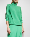 Lafayette 148 Knit Raglan-sleeve Turtleneck Sweater In Garden Green