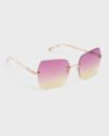 Barton Perreira Angie Titanium & Tusk-print Acetate Butterfly Sunglasses In Angie Rimless Tus