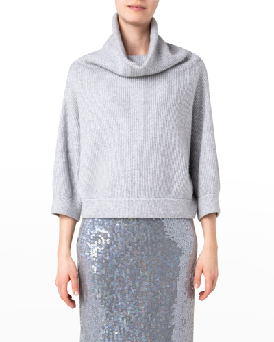 Akris Rib Oversize Cowl Neck Cashmere Sweater In Light Melange
