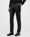 Zanella Men's Micro-check Stretch Wool Dress Pants In Brown