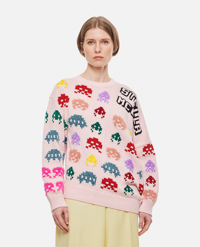 Stella Mccartney Asymmetric Cotton-blend Jacquard-knit Sweater In Multi-colour