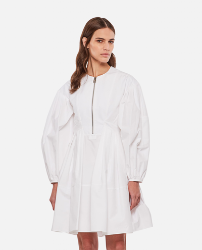 Alexander Mcqueen Cocoon Sleeve Polyfaille Mini Dress In Optical White