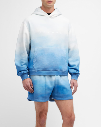 Stampd Ombre-print Cropped Cotton Hoodie In Blue Ombre Bom