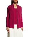 Neiman Marcus Open-front Cashmere Cardigan In Berry